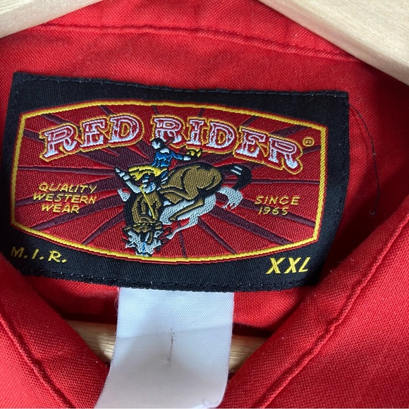 Red Rider Men's Western Shirt Button Down XXL Red Rodeo Snap Buttons Cowboy - Picture 15 of 15